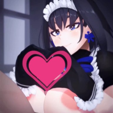 hololive, hololive english, hololive english -council-, hololive english -promise-, ouro kronii, skello-on-sale, alternate costume, cum, cum on breasts, paizuri, animated, tagme, video, vtuber