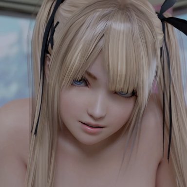 dead or alive, marie rose, spizder, spizzy, 1boy, blonde hair, blue eyes, cowgirl position, female, light skin, light-skinned female, light-skinned male, looking at viewer, male, penis