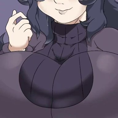 nintendo, pokemon, hex maniac, dennsfw, 1boy, 1futa, anal, back, balls, black hair, bottomless, breasts, clothed, clothing, cum