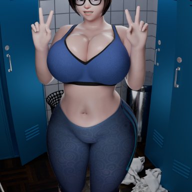 blizzard entertainment, overwatch, overwatch 2, mei (overwatch), zzzxxxccc, 1girls, bbw, breasts, brown hair, chubby, female, glasses, hips, huge breasts, large breasts