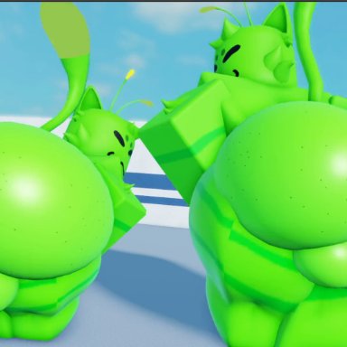 regretevator, roblox, gnarpy (regretevator), willie piv, ass jiggle, balls, big butt, butt shake, duo, fur, furry, gnarpian, green fur, male, male only