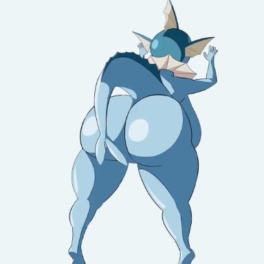 nintendo, pokemon, eeveelution, pok&#233;mon (species), pokemon (species), vaporeon, mr.roboto, 1girls, anthro, ass, ass shake, barefoot, completely nude, completely nude female, dancing