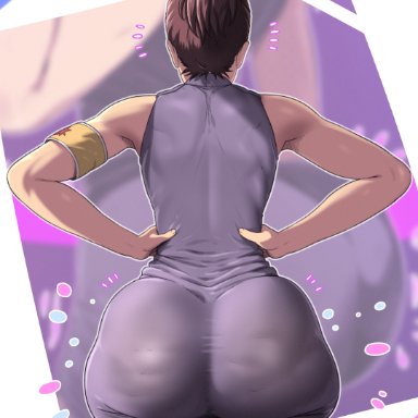 attack on titan, shingeki no kyojin, gabi braun, d-art, 1girls, aged up, arm band, backside, big thighs, bottom heavy, brown hair, clothing, dat ass, doughy ass, dumptruck ass