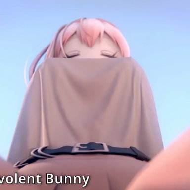 benevolent bunny, breast expansion, breasts bigger than head, closed eyes, closed mouth, first person view, giant breasts, giantess, grey shirt, huge nipples, nipple bulge, nipples visible through clothing, pink hair, slosh, sloshing breasts