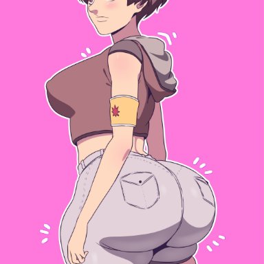 attack on titan, shingeki no kyojin, gabi braun, d-art, 1girls, alternate hairstyle, ass, big ass, big breasts, big butt, bottom heavy, breasts, brown eyes, brown hair, eldian armband