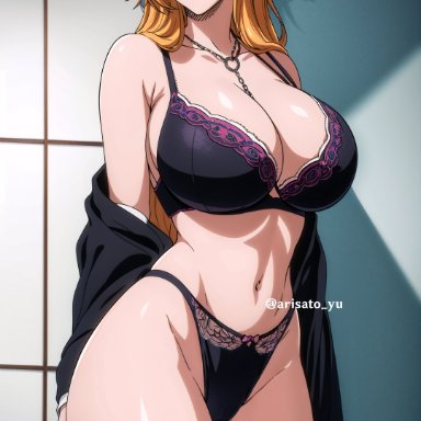 bleach, matsumoto rangiku, rangiku matsumoto, anime girl, big ass, big breasts, panties, ai generated