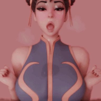 chun-li, kittyyevil, ahegao, clothed, hands-free, paizuri, titty fuck, tagme