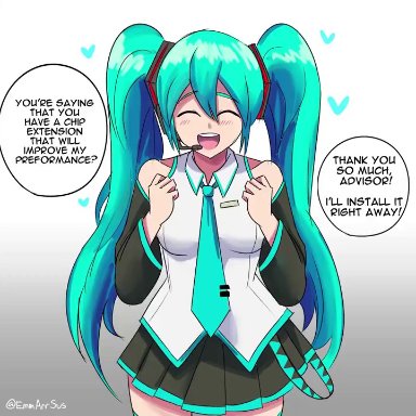 vocaloid, hatsune miku, emmarrgus, jellyfishjubilee, 1girls, alternate breast size, ass expansion, before and after, blue eyes, blue hair, breast expansion, bursting breasts, button gap, button pop, child bearing hips