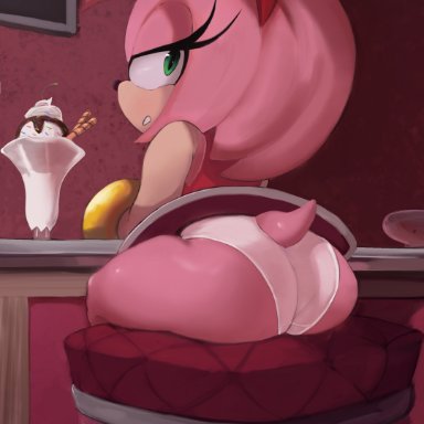 sega, sonic (series), sonic the hedgehog (series), amy rose, cranihum, 1girls, anthro, ass, big ass, clothed, dat ass, dress, female, female only, furry