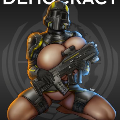 helldivers, helldivers 2, helldiver (helldivers), rajangnsfw, democracy, huge breasts, large breasts, tagme