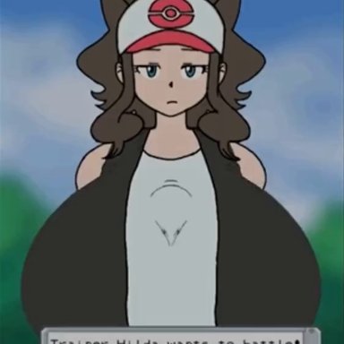 beat banger, nintendo, pokemon, pokemon bw, hilda (pokemon), luxuzelxd (artist), 1boy, 1boy1girl, 1girl, 1girls, areolae, areolae slip, areolae visible through clothing, big breasts, big penis