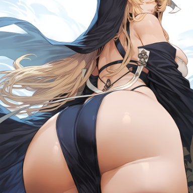 azur lane, implacable (azur lane), kaikoi, 1girls, ass, back view, big ass, big breasts, big butt, blonde hair, breasts, female, female only, halo, huge breasts