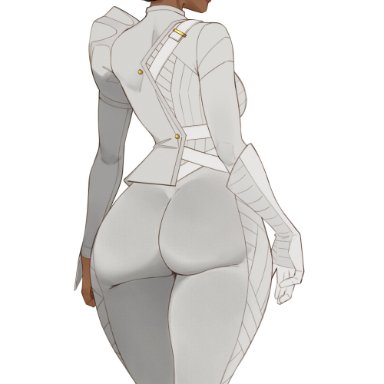 epic games, fortnite, fortnite: battle royale, nisha (fortnite), lilatole, bubble ass, bubble butt, dark skin, dark-skinned female, fully clothed, fully clothed female, looking at viewer, mask, masked, masked female