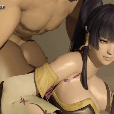 dead or alive, dead or alive 5, dead or alive 5 last round, dead or alive 6, koei tecmo, tecmo, nyotengu, thesuperwarrior(artist), 1boy, 1boy1girl, 1girls, ass bigger than head, ass visible through thighs, bed, big ass