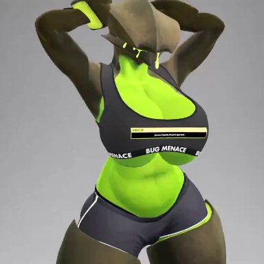 helldivers, helldivers 2, vrchat, bile titan, terminid, zaytha, 1girls, anthro, anthrofied, areola, areolae, back view, belly, bent over, big areola