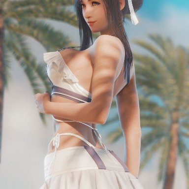 final fantasy, final fantasy vii, final fantasy vii rebirth, tifa lockhart, ria-neearts, 1girls, ass, beach, bikini, black hair, blue sky, breasts, cleavage, female, female only