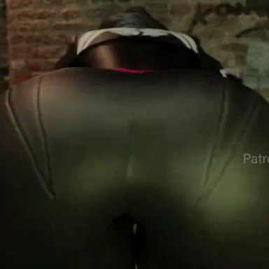 marvel, spider-man (series), gwen stacy, gwenom, spider-gwen, kishi, 1girls, ass, ass bigger than head, ass focus, ass shake, ass shaking, big ass, big butt, black pants