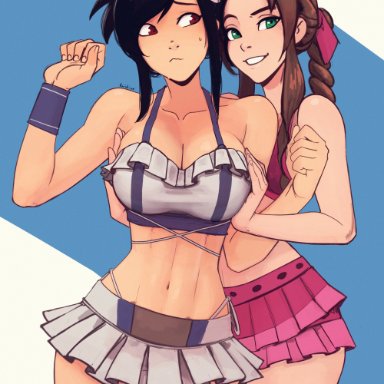 final fantasy, final fantasy vii, aerith gainsborough, tifa lockhart, raichiyo33, alternate costume, breasts, female, female only, swimsuit, tagme