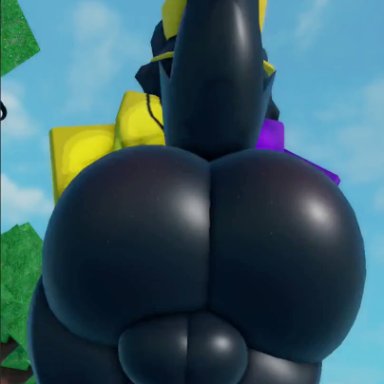 roblox, robloxian, willie piv, balls, big butt, black fur, furry, male, male only, park, top hat, walking, 3d, animated, tagme
