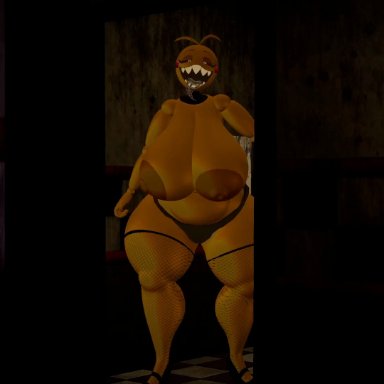 five nights at freddy's, five nights at freddy's 3, vrchat, toy chica, toy chica (cyanu), toy chica (fnaf), bellavr, areolae, big areola, big breasts, big nipples, breasts, hyper areola, hyper ass, hyper breasts