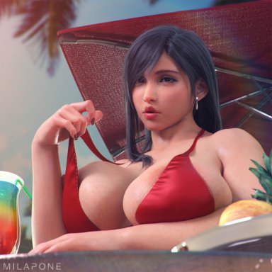 final fantasy, final fantasy vii, final fantasy vii rebirth, final fantasy vii remake, square enix, tifa lockhart, milapone, 1girls, abs, areola, areola slip, areolae, areolae peeking, areolae slip, areolae visible through clothing