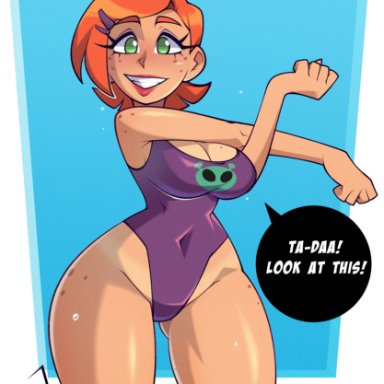 ben 10, gwen tennyson, noctz, 1girls, 5 fingers, accessory, aged up, ass, ass visible through thighs, athletic, athletic female, bare arms, bare legs, bare shoulders, bare thighs