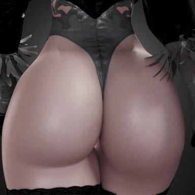 nier, nier: automata, yorha 2b, cpt-flapjack, ass, ass focus, big ass, clothed, female, female only, solo, solo female, walking, 3d, animated