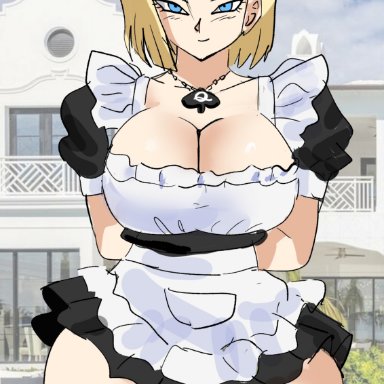 dragon ball, dragon ball super, dragon ball z, android 18, blackedpawg18, 1girls, cuckold, female, female only, maid, netorare, queen of spades, solo