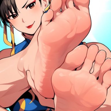 chun-li, feet, feet up, foot fetish, foot focus, soles, toes, ai generated