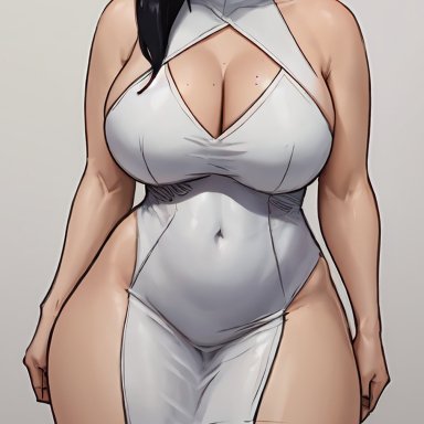 boruto: naruto next generations, naruto, naruto (series), naruto shippuden, hyuuga hinata, ozymandias, dress, huge breasts, thick thighs, tight clothing, wide hips, ai generated