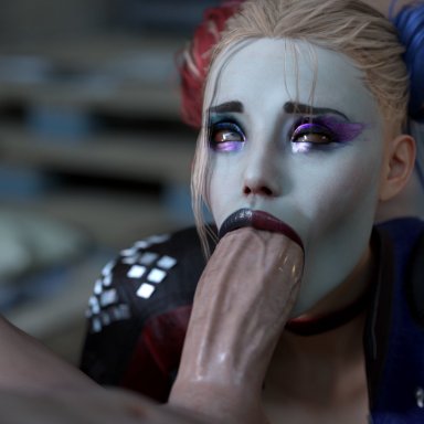 dc, dc comics, suicide squad, harley quinn, otacon212, 1boy, blonde hair, blue eyes, clothed female nude male, dick on face, female