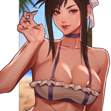 final fantasy, final fantasy vii, final fantasy vii rebirth, tifa lockhart, inhoso, breasts, female, female only, looking at viewer, solo, swimsuit