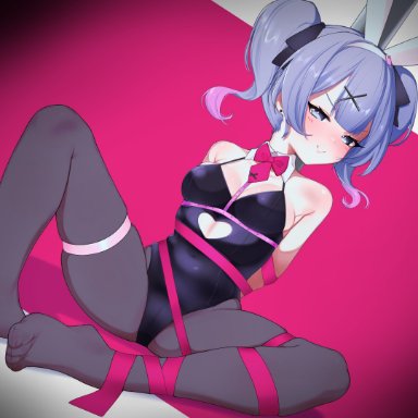 rabbit hole (vocaloid), vocaloid, pure pure (rabbit hole), goki buri, animal ears, armpit crease, arms behind back, bondage, bound, bound arms, breasts, cameltoe, clothing cutout, feet, female