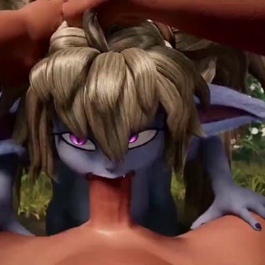 league of legends, riot games, yordle, moistcavitymap, abs, anal, anal sex, areola, ass, big breasts, blonde hair, blue body, blue fur, blush, bodily fluids