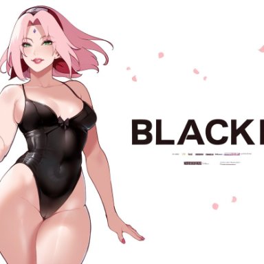 blacked, naruto, naruto shippuden, sakura haruno, twitwit, 1girls, cameltoe, female, female only, lingerie, looking at viewer, one-piece lingerie, pink hair, seductive, seductive smile