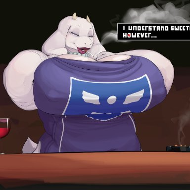 undertale, undertale (series), toriel, magnetus, 1girls, anthro, big breasts, female, female focus, female only, furry, furry female, furry only, gilf, humanoid