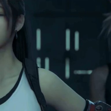 final fantasy vii, cloud strife, tifa lockhart, zmsfm, ahe gao, big breasts, big penis, black hair, blindfolded, blonde hair, body writing, caught in the act, cheating, child bearing hips, cock hungry