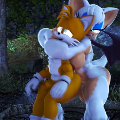 sonic (series), rouge the bat, rouge the werebat, tails, tails the fox, countersfm, aged up, ahe gao, anal, anal sex, anthro, areola, balls, bat, big balls