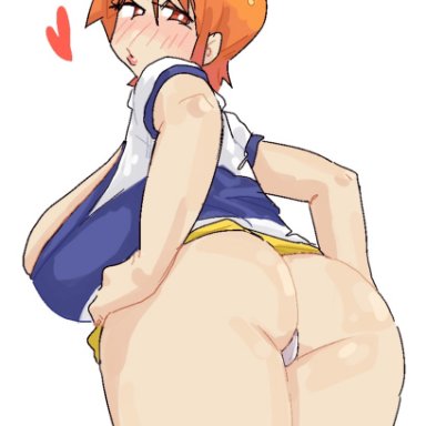 one piece, nami, nami (one piece), leebongchun, 1girls, ass, ass focus, behind view, breasts, cleavage, facing away, female, female only, from behind, from behind angle