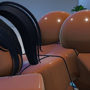 roblox, robloxian, ktrr34, 1girls, ass, bent over, big ass, bikini, black hair, breasts, brown skin, dark skin, dark-skinned female, female only, shiny skin