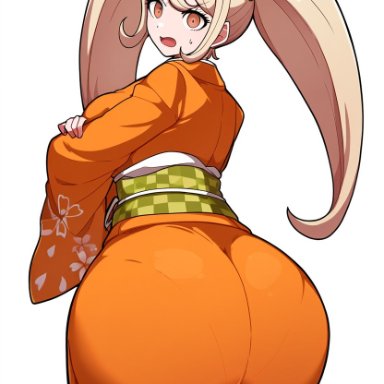 danganronpa, danganronpa 2: goodbye despair, saionji hiyoko, 1girls, angry, angry face, annoyed, annoyed expression, big ass, big butt, blonde hair, brat, bratty, dumptruck ass, dumptruck butt