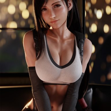 final fantasy, final fantasy vii, final fantasy vii rebirth, final fantasy vii remake, tifa lockhart, billyhhyb, 1girls, abs, belly, belly button, big breasts, black hair, breasts, busty, curvy