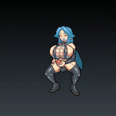 thedarklight, 1futa, ahe gao, balls, big cock, big penis, blue hair, blue slime, body takeover, bouncing breasts, breasts, clothed, clothing, cum, ejaculation