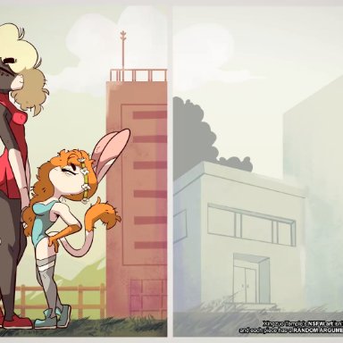 xingzuo temple, liulian (diives), tang (diives), diives, 2girls, cunnilingus, furry, height difference, horse, licking pussy, oral, perfect height, shorter female, standing cunnilingus, taller girl