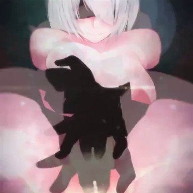 nier: automata, yorha 2b, opaluva, skello-on-sale, 1boy, 1girls, ahe gao, anal, anal sex, android, anus, areolae, big breasts, biting lip, blindfold