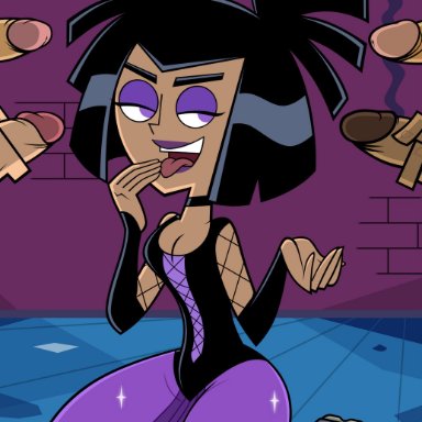 danny phantom, sam manson, dlt, dress, female, human, imminent cumshot, male, multiple boys, multiple penises, netorare, oral, precum, prom dress, straight