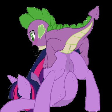 friendship is magic, my little pony, spike (mlp), twilight sparkle (mlp), bcs, anal, anal sex, anus, blush, diphallia, diphallism, dragon, equine, female, green eyes