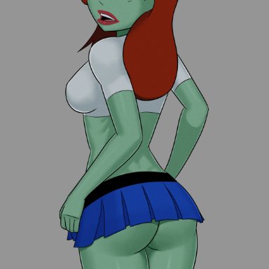 dc, dc comics, dcau, young justice, miss martian, sunsetriders7, 1girls, alien, alien girl, ass, backside, bottomless, female, female only, freckles