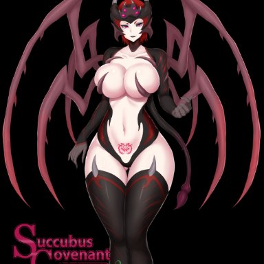 succubus covenant, kainkout, belly, belly button, big breasts, breast, breast press, breast squeeze, curvy, demon, demon girl, demon horns, demon tail, goth, goth girl