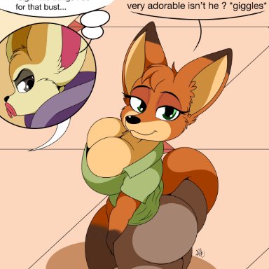 disney, zootopia, finnick, nick wilde, nr ac, animal, annoyed, anthro, ass, bedroom eyes, big ass, big breasts, big butt, breasts, busty